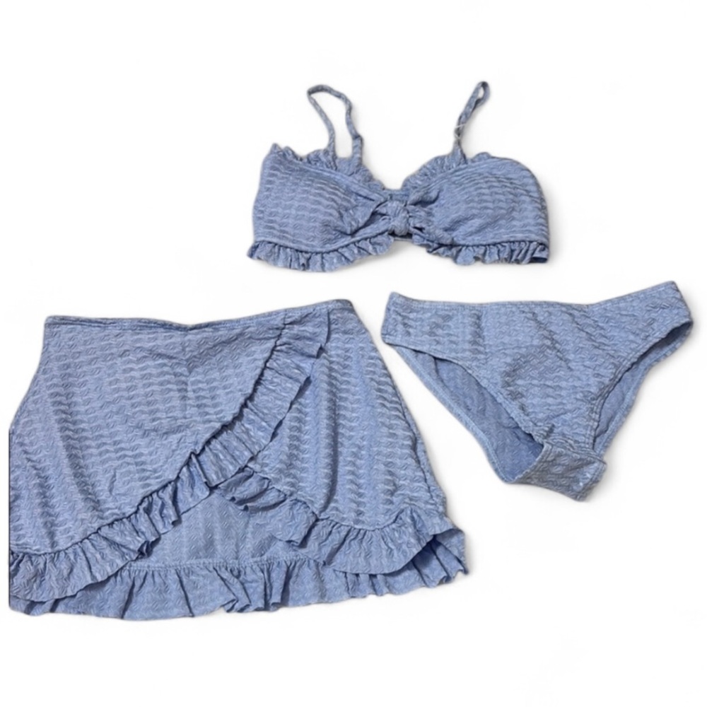 New In Packaging Amazon Girls 3 Piece High Waisted Ruffle Trim Swim Set